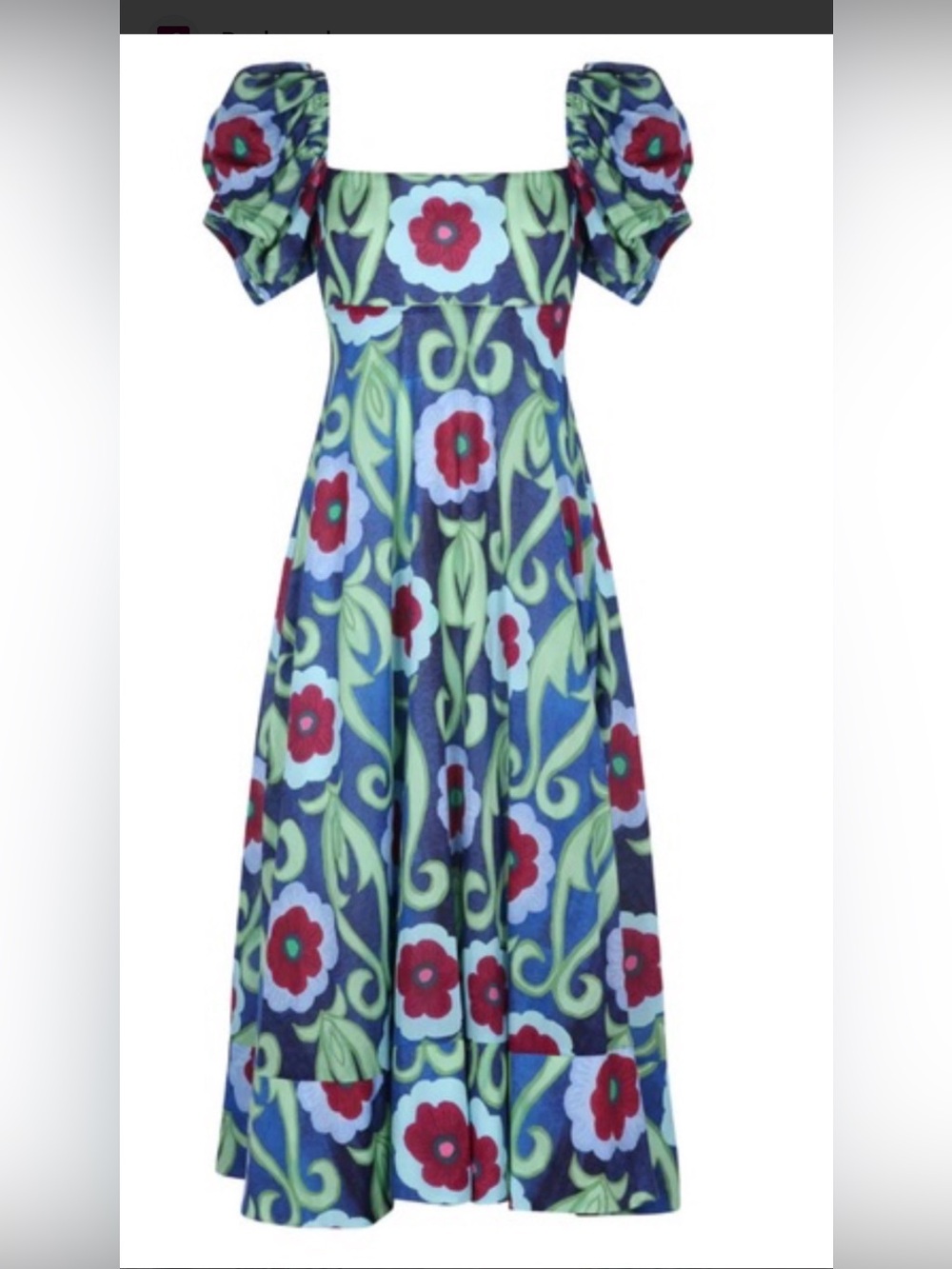 De Loreta Calla Geranios Blue
Green Floral Midi Dress Women Medium